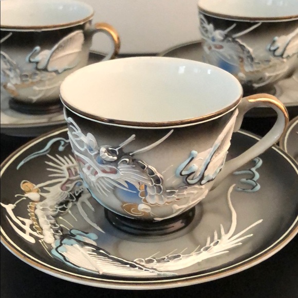 Other - 4 VINTAGE DRAGON JAPANESE DEMITASSE SET